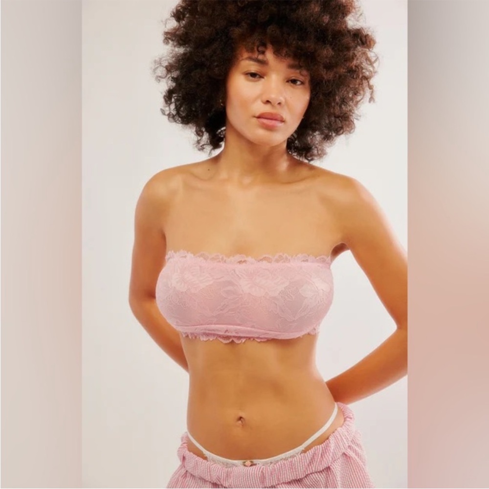 Free People Pink Lace Strapless Bandeau Bra
